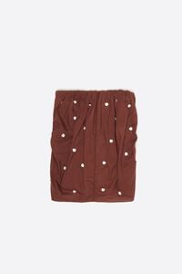Brown ruched strapless top