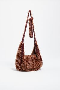 Small burgundy beaded crochet bag