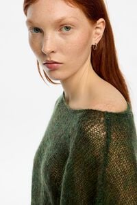 Silver logo double-hoop earrings