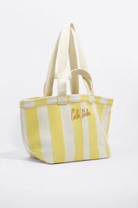 Lime striped cotton maxi beach bag