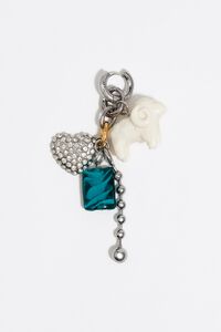 Silver multi-charm hoop earring