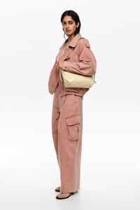 Peach denim double-breasted jacket