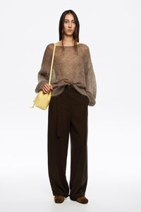 Dark brown fluid flared trousers