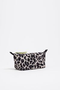 Medium gray Leopard print nylon Trapecio make-up case