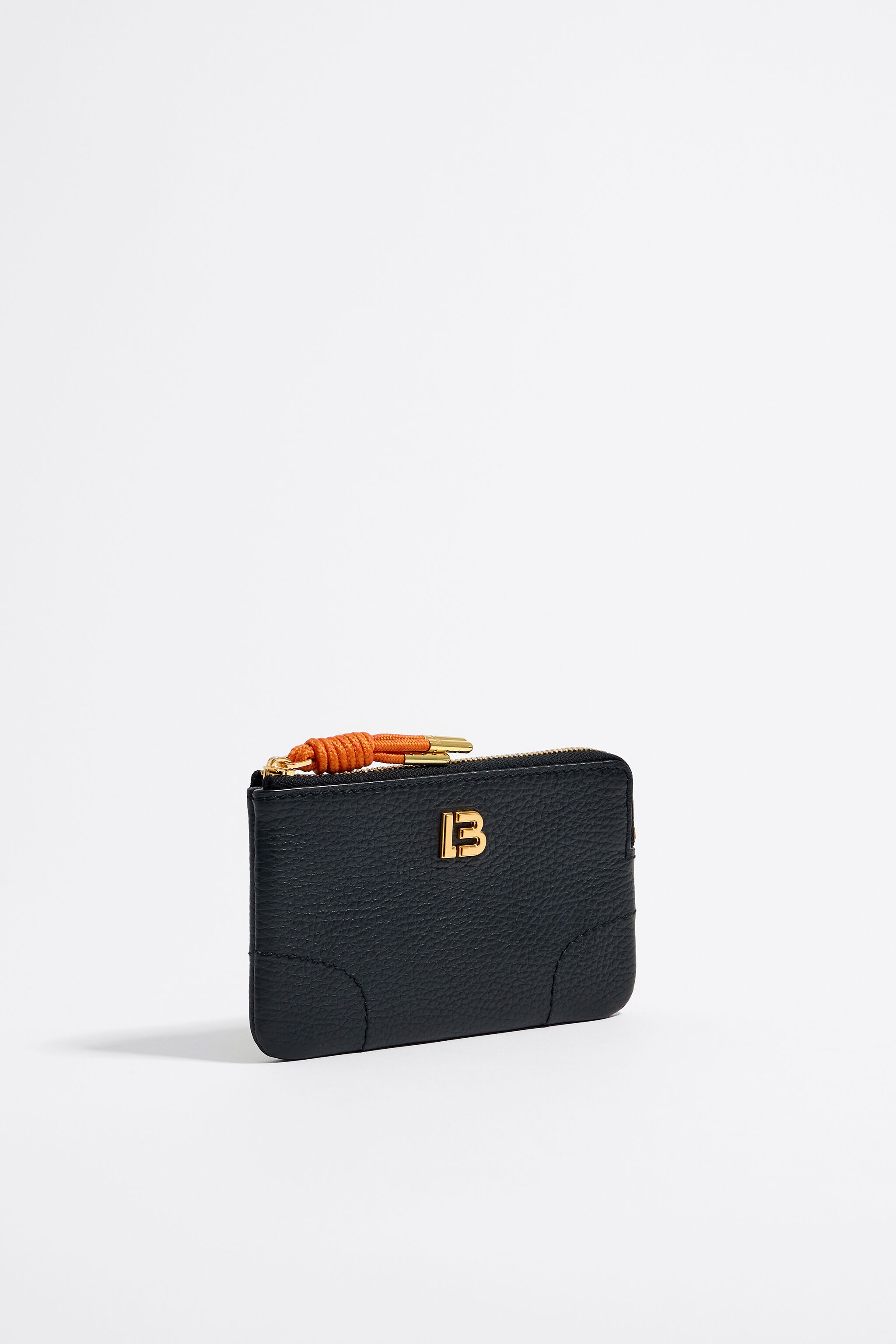 Black leather card holder coin purse