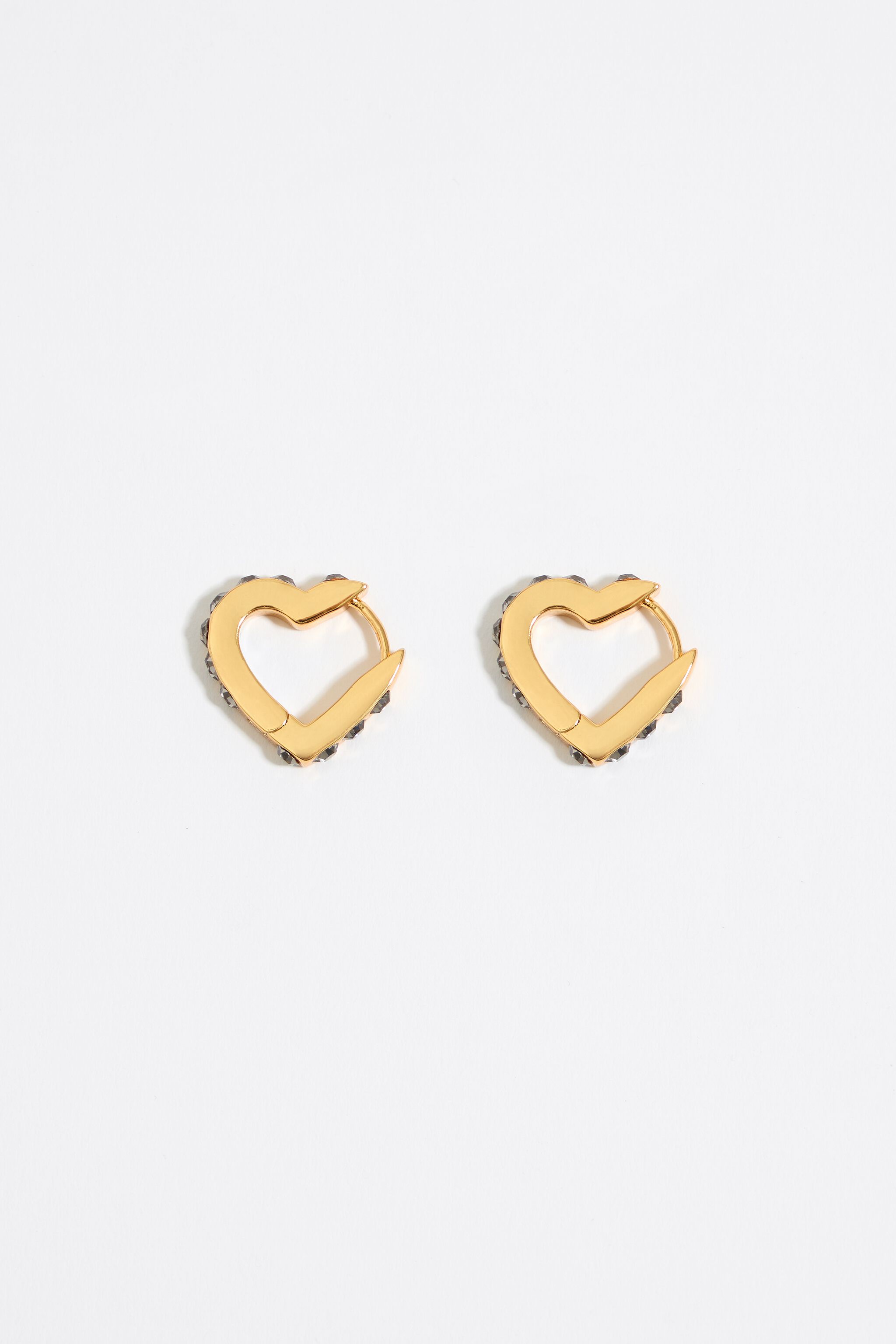 Golden heart mini hoop earrings with crystals