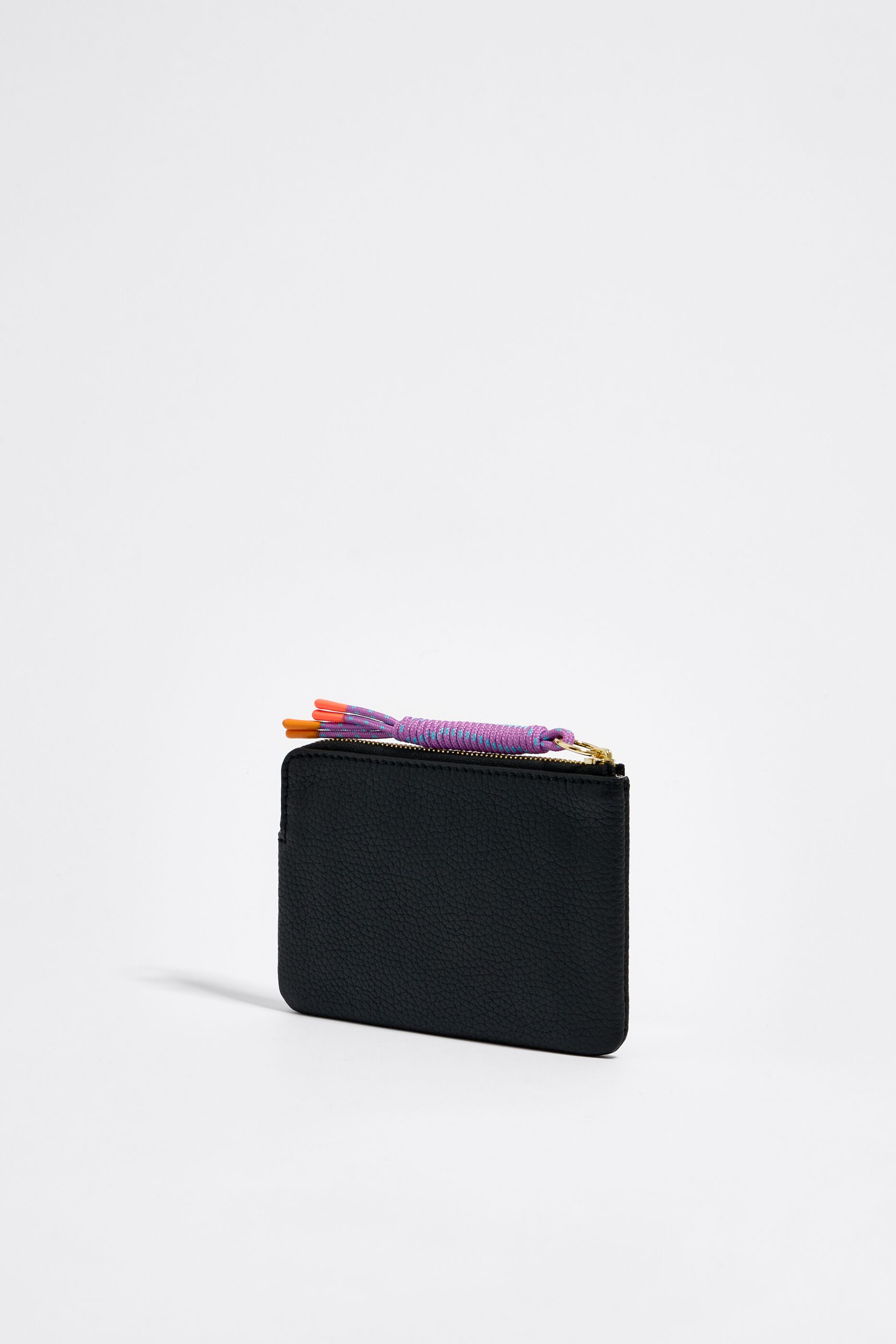 S black leather rectangular coin purse