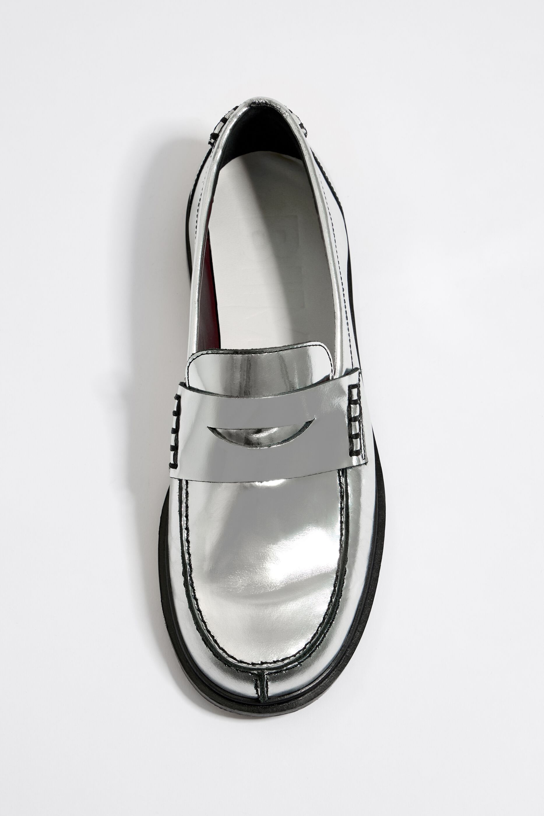 Silver leather loafer