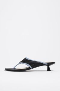 Black leather heel sandal