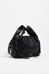 Medium black leather Pocket Paper bag Medium black leather Pocket Paper bag