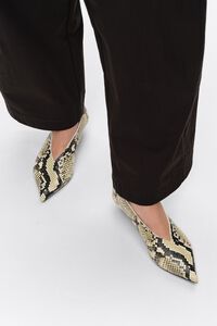 Snake print leather low heel court shoe