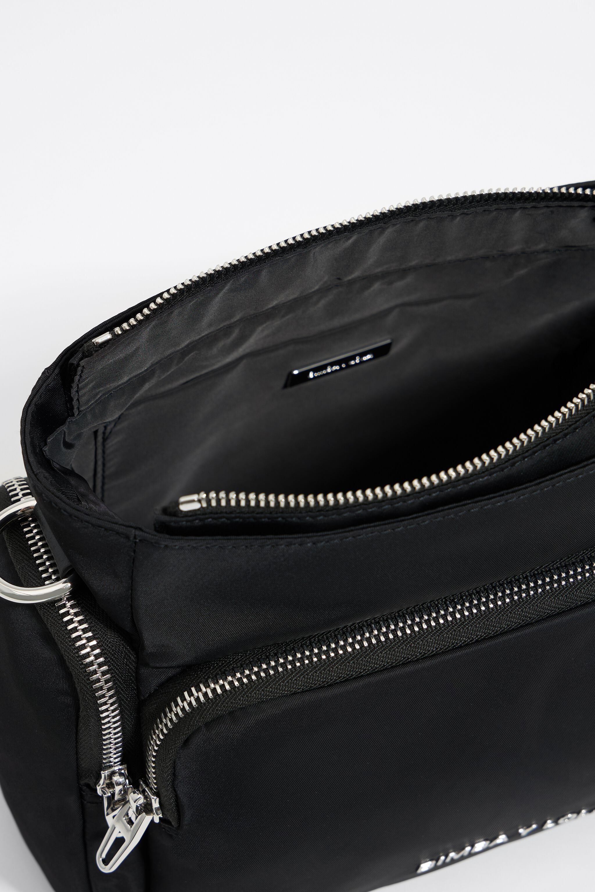 Medium black nylon crossbody bag