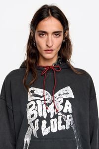 Black logo tie hoodie