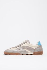 Silver suede and nylon 13 16 indoor sneaker