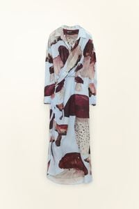 Light blue fungi cupro wrap dress with ruching
