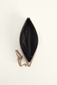 Medium beige leather zip make-up clutch