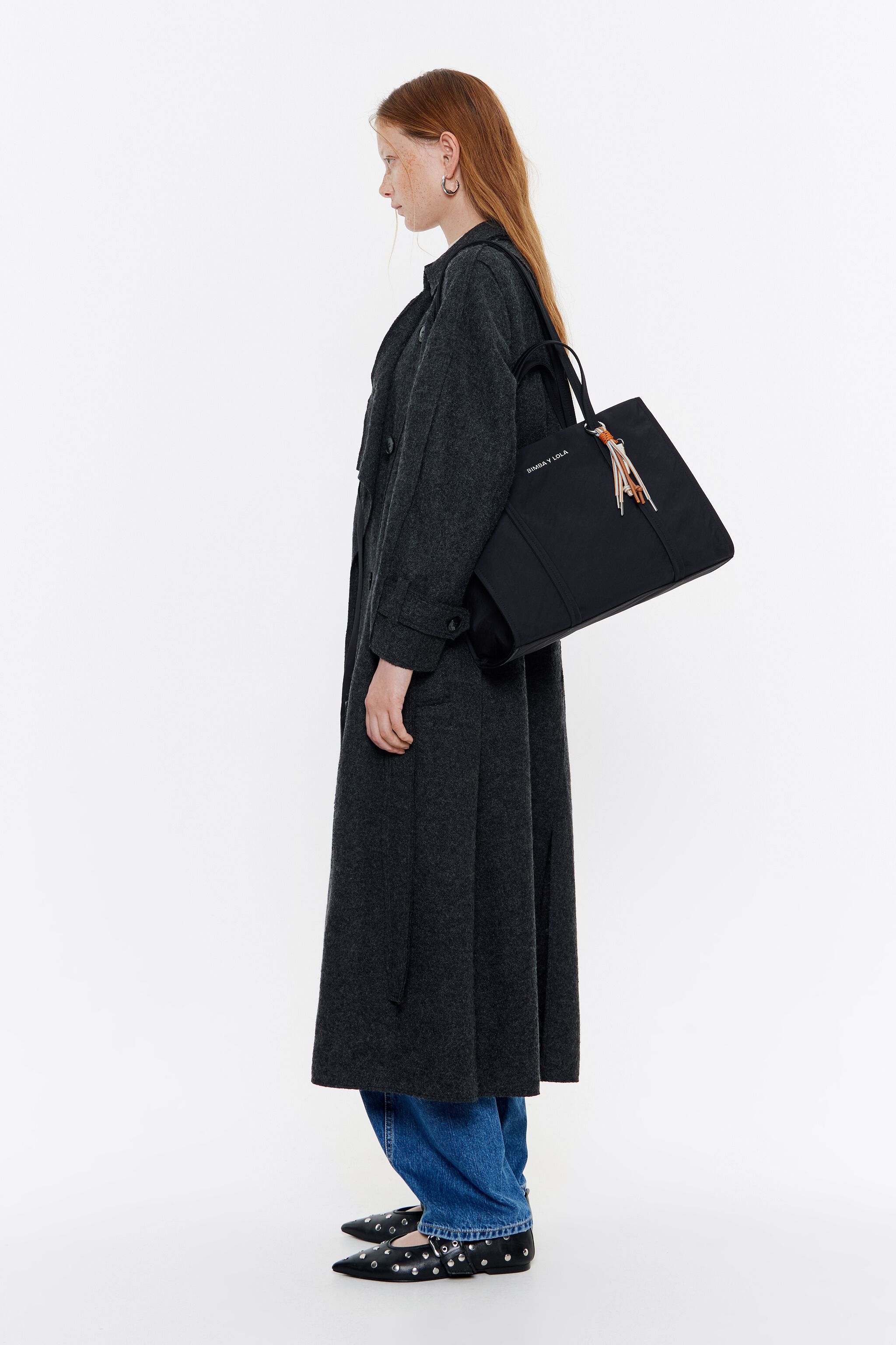 Large black nylon tote bag outlet