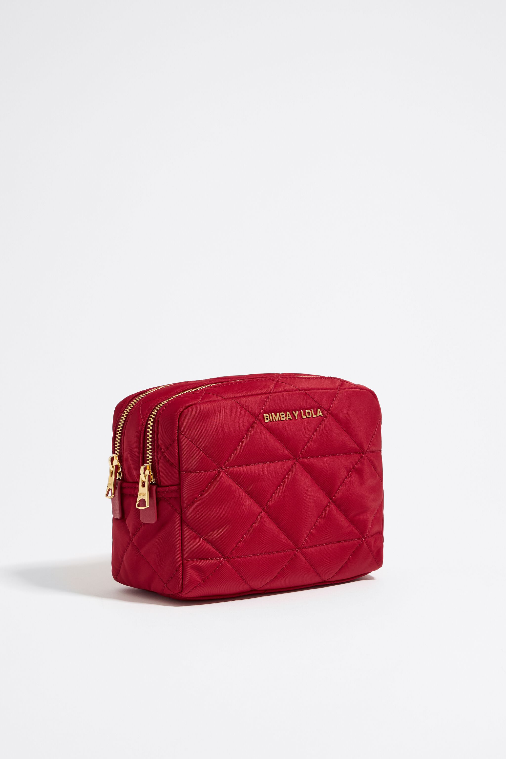 Medium dark red nylon double make up case