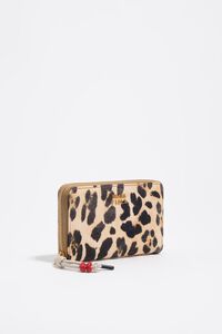 Natural leopard nylon medium wallet