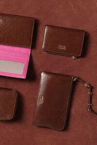 Large dark tan leather coin purse