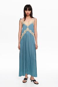 Teal flowing slip dress