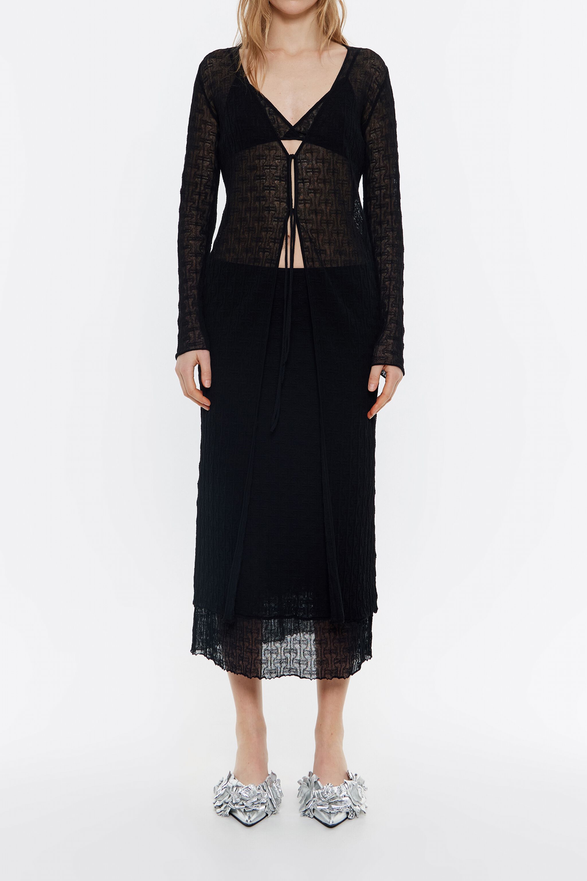 Next long black cardigan top