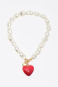 Pearl necklace and red heart
