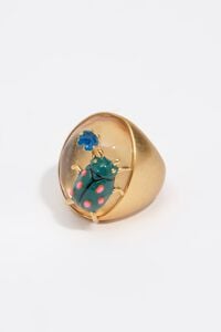 Gold enamel beetle ring