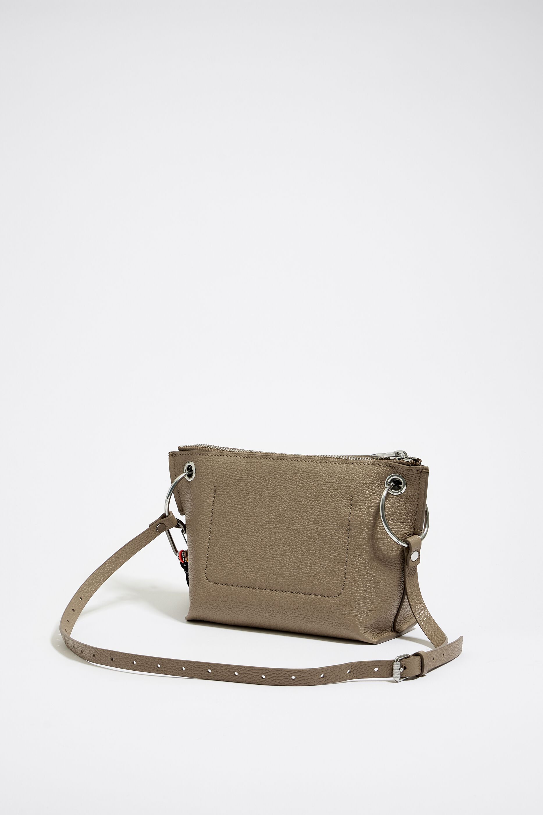 Medium taupe leather trapezium bag