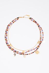 Multicolor stones double-layer necklace