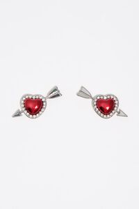Red heart and arrow earrings