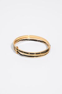 Bracelet with gold metal bands crystals and black logo