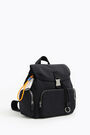 Black nylon flap backpack Black nylon flap backpack