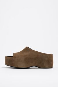 Olive suede tall platform sandal