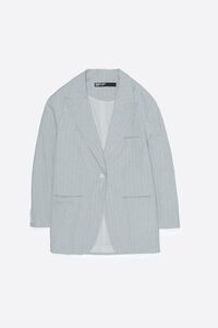 Light gray oversize tailored jacket with stripes