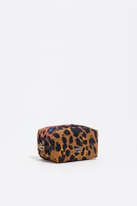 Small teak Leopard print nylon make-up case