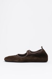 Dark brown suede and tricot ballerina