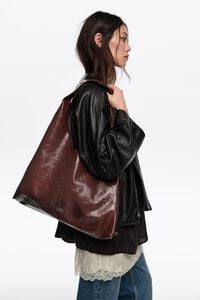 Mocha leather maxi bikini Paper bag