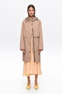 Light camel straight trench