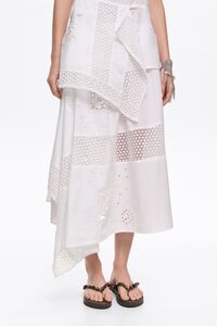 White embroidered skirt with asymmetrical handkerchief hem