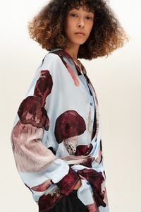Light blue fungi cupro wrap shirt