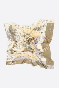 Cream romantic flowers patchwork scarf