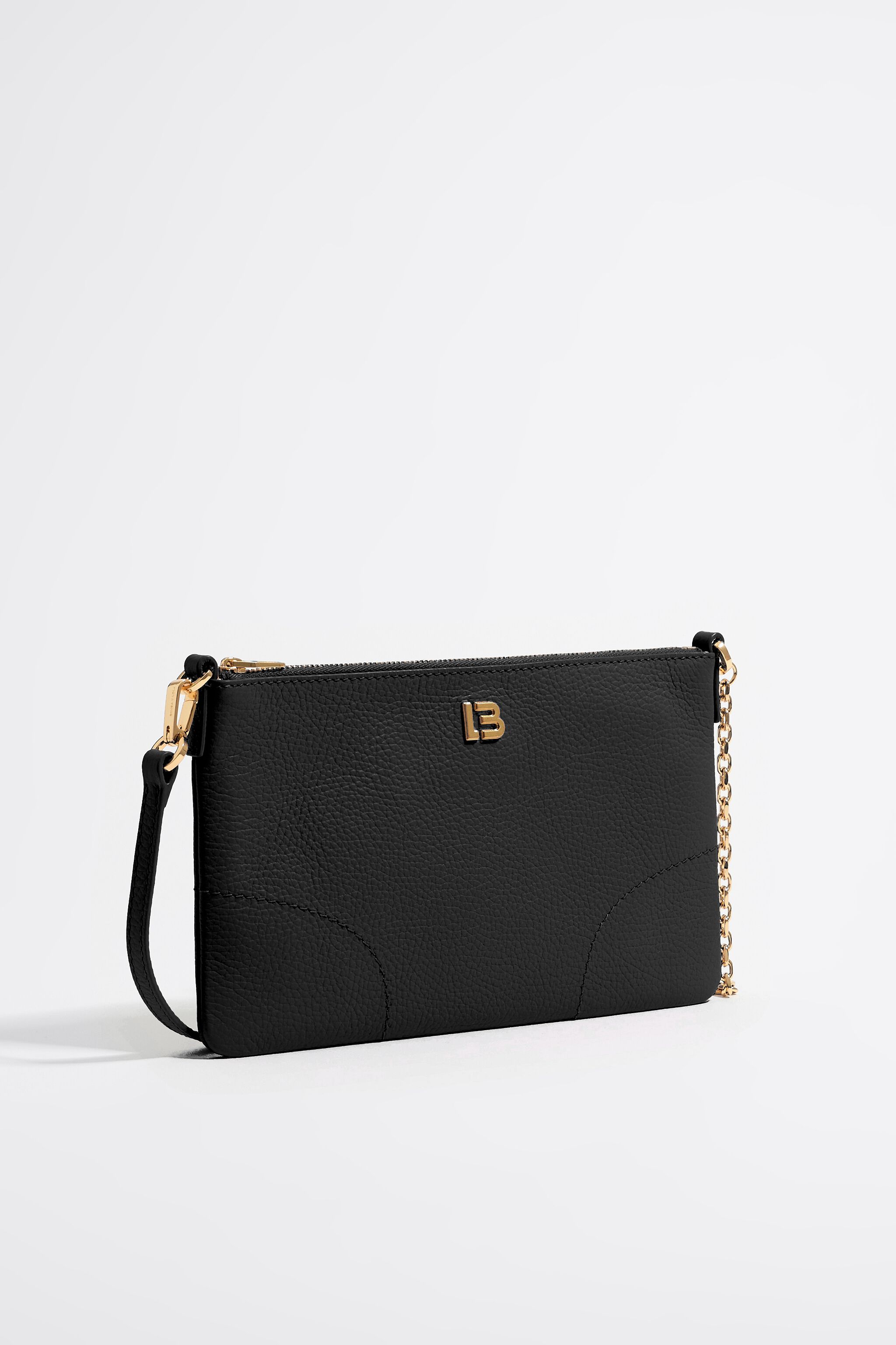Black leather mini crossbody bag