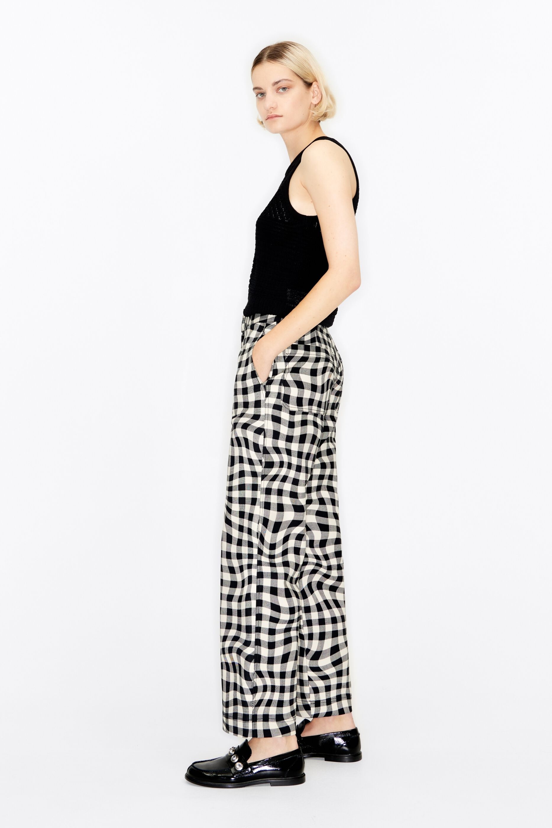 Gingham tapered trousers best sale