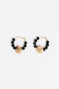 Black crystal logo hoop earrings