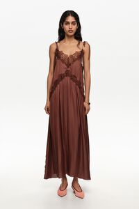 Brown lace fluid dress