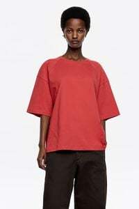 Red cotton straight cut T-shirt Red cotton straight cut T-shirt