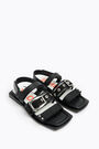 Flat black leather sandal Flat black leather sandal