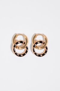 Brown double hoop logo earrings