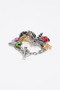 Silver dragonfly and beetle bracelet